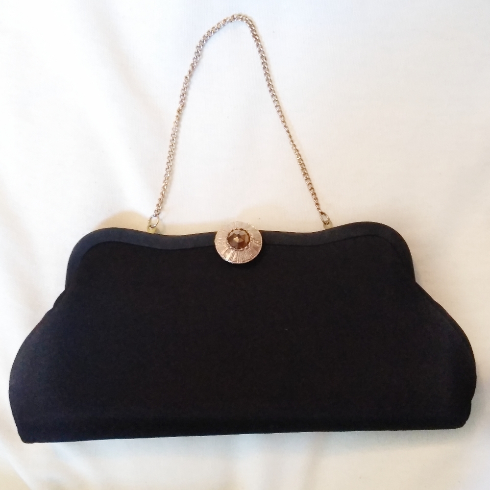 Vintage black and gold Gatsby style clutch hanbag